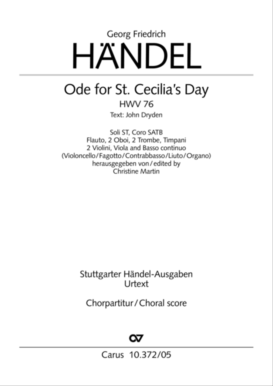 Ode for St. Cecilias Day 4-Part scores gallery preview page 2