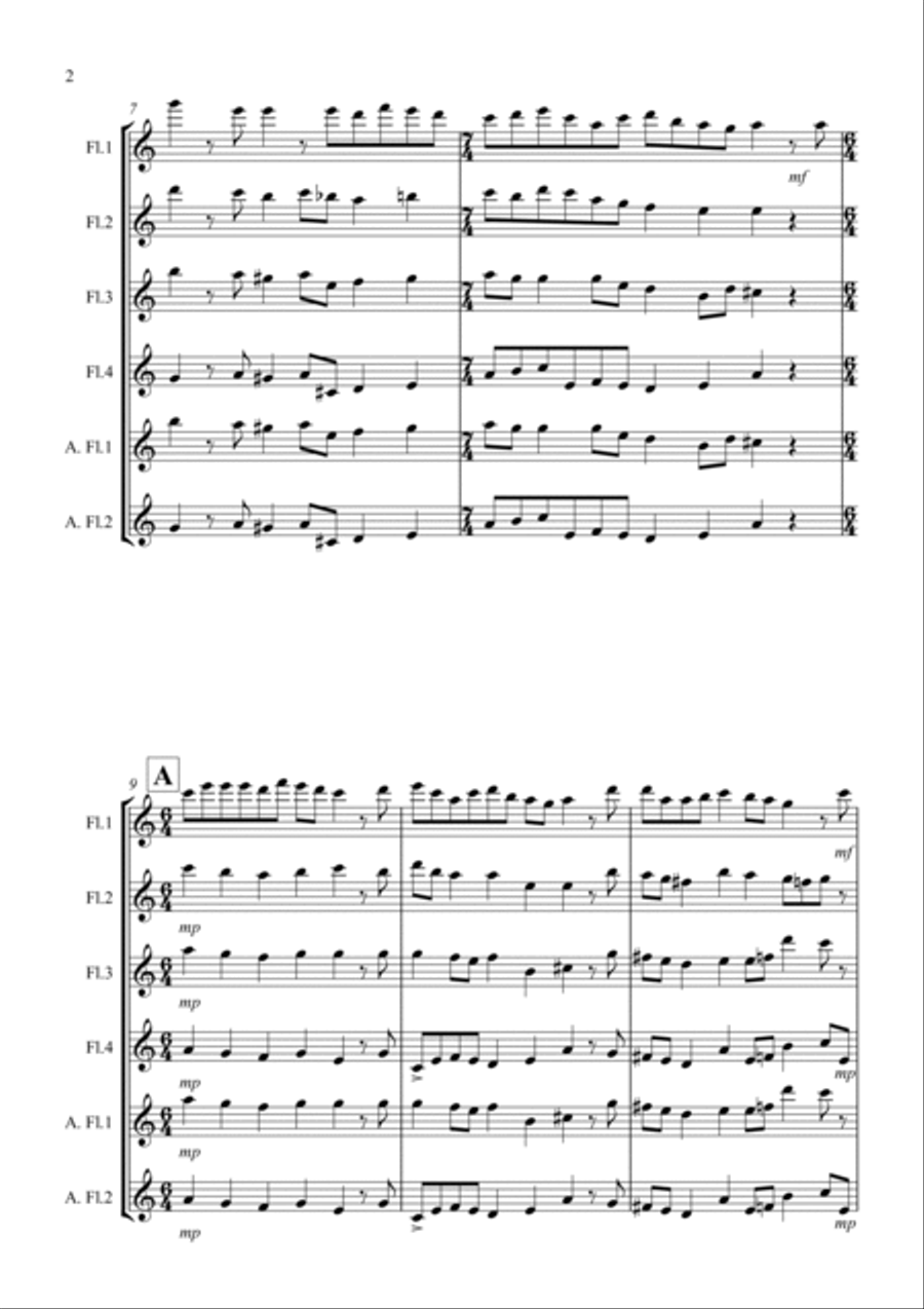 O Come, O Come Emmanuel for Flute Quartet Flute Quartet scores gallery preview page 2