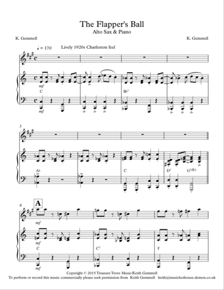 The Flapper;s Ball: Alto Sax & Piano Woodwind Duet scores gallery preview page 1