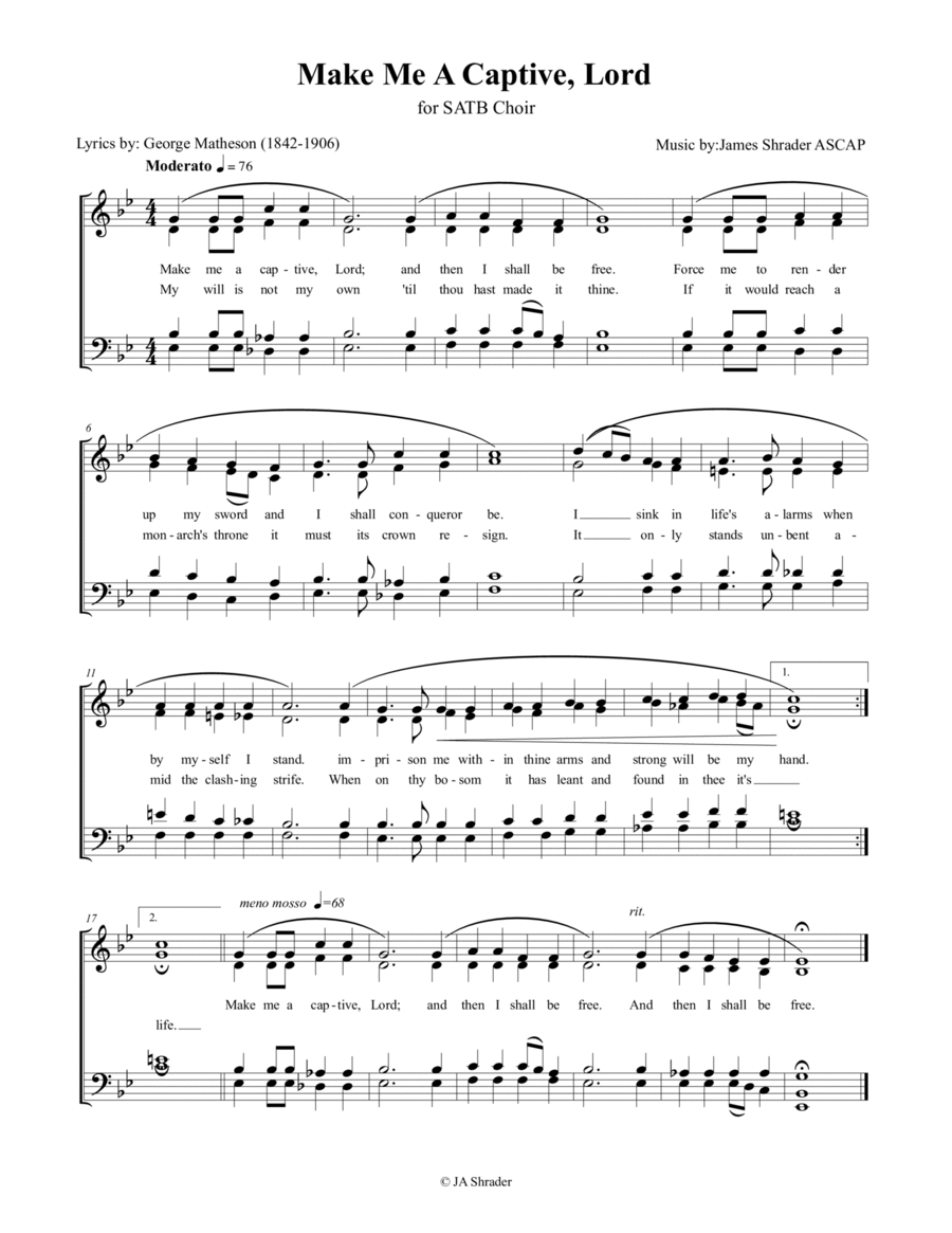 Make Me A Captive, Lord 4-Part scores gallery preview page 1