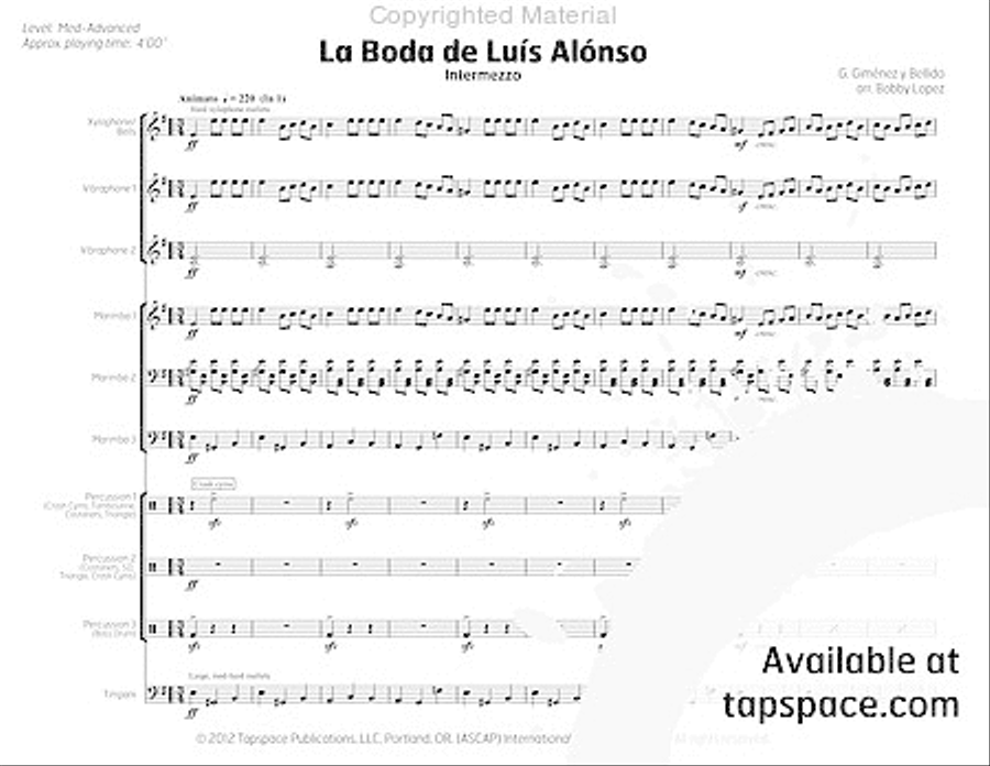 La Boda de Luis Alonso Percussion Ensemble scores gallery preview page 5