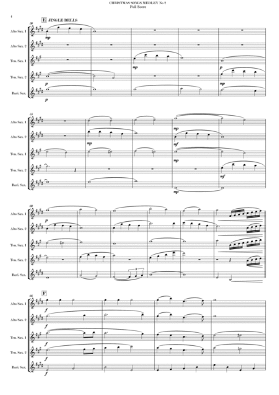 CHRISTMAS SONGS MEDLEY Nº 2 Saxophone Quintet scores gallery preview page 6