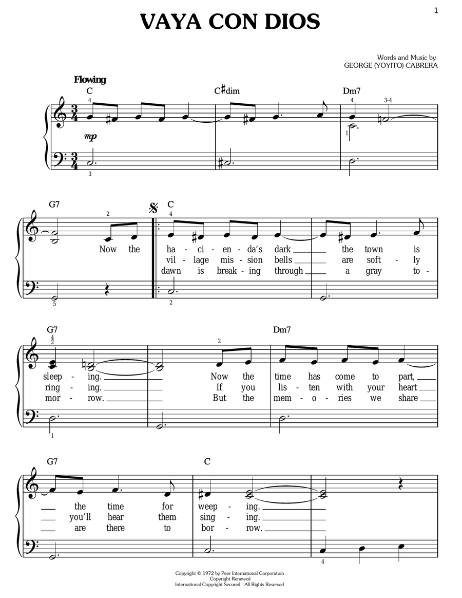 Vaya Con Dios Easy Piano scores gallery preview page 1