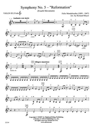 Symphony No. 5 "Reformation" (4th Movement): 3rd Violin (Viola [TC])