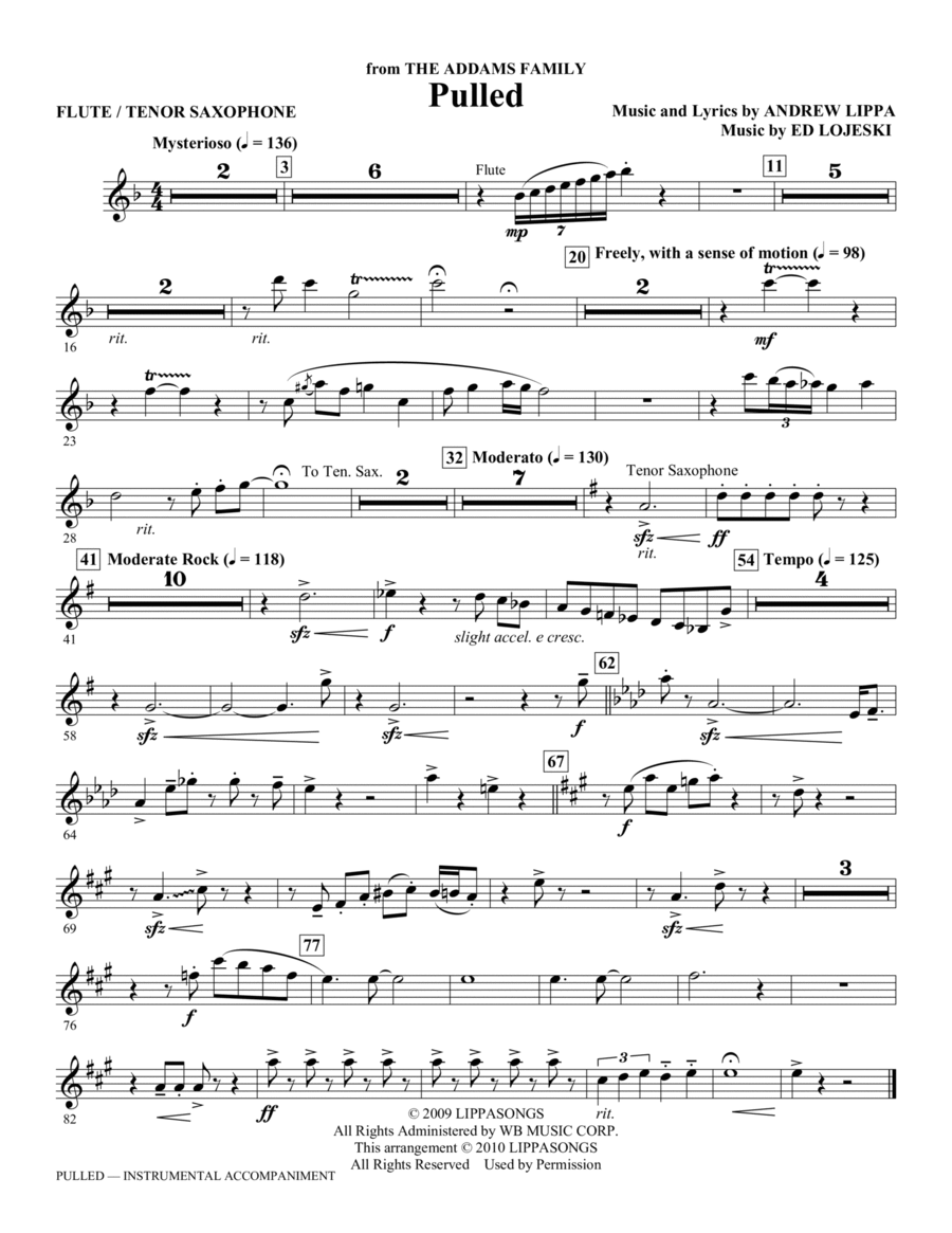 Pulled (from The Addams Family) - Tenor Sax/Flute Choir scores gallery preview page 1