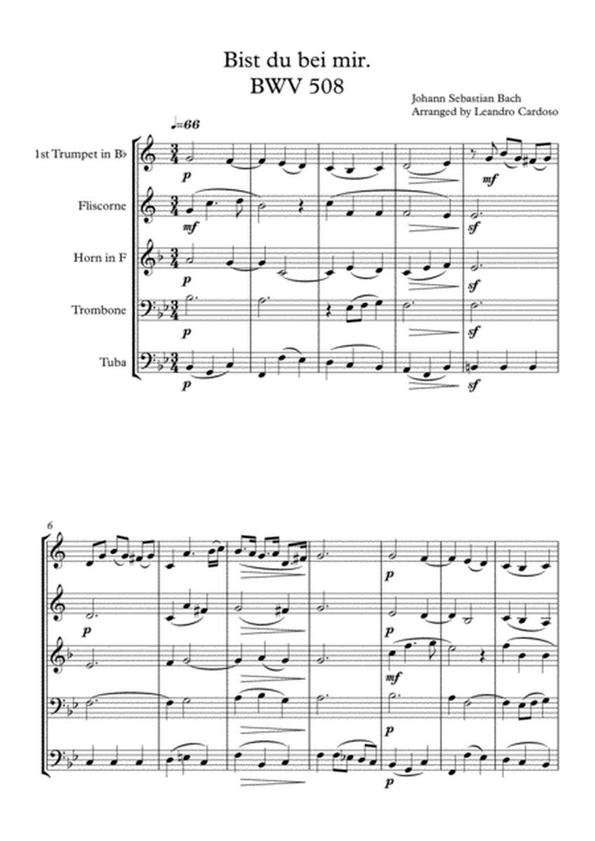 Bist du bei mir BWV 508 - Brass Quintet image number null