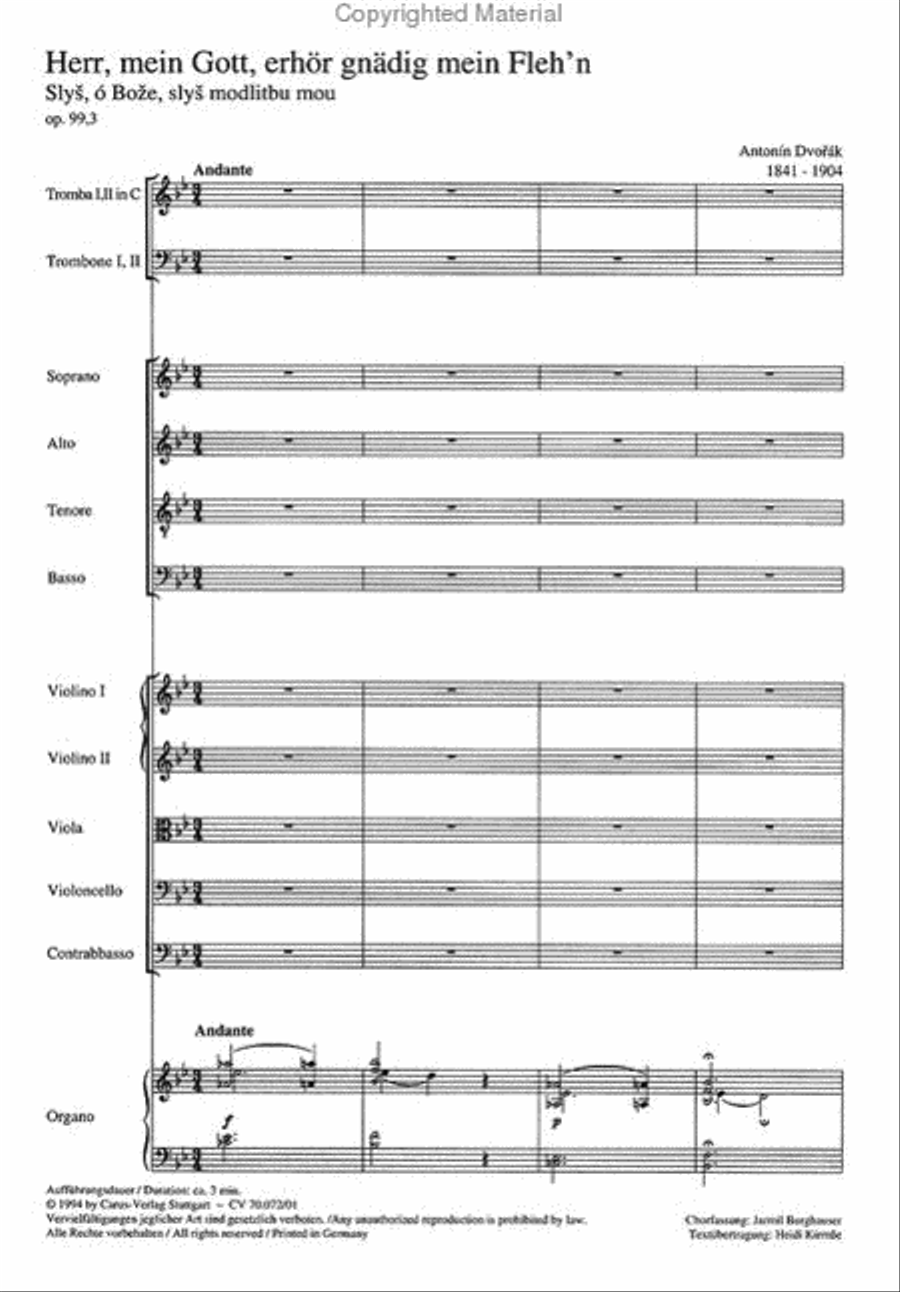 Slys, o Boze, slys modlitbu mou (Herr, mein Gott, erhor gnadig mein Fleh'n) 4-Part scores gallery preview page 2
