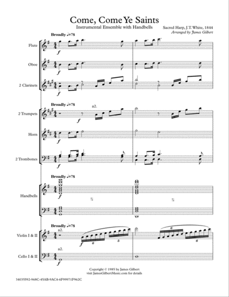 Come, Come Ye Saints Come, Come Ye Saints Full Orchestra scores gallery preview page 1