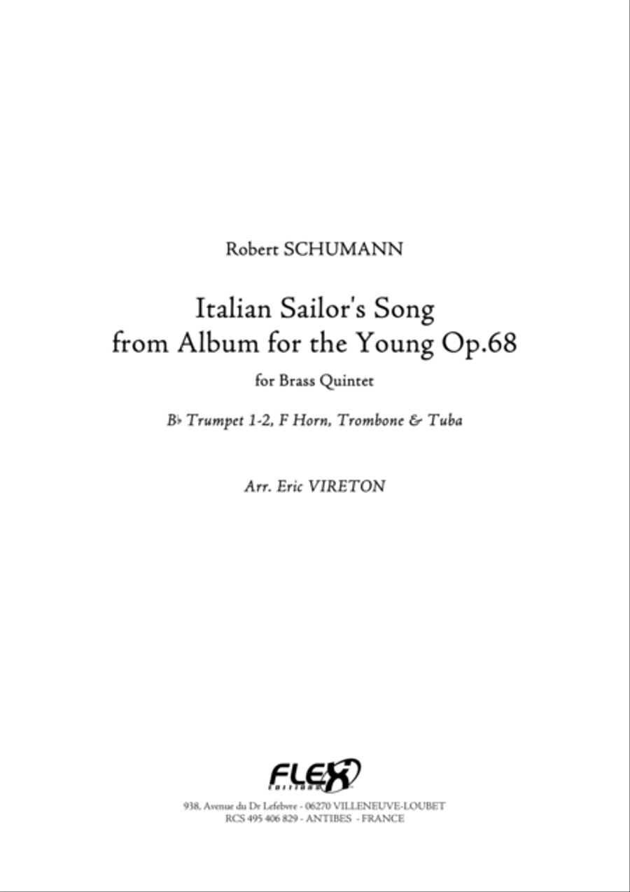 Sailor's Song - from Album for the Young Opus 68 No. 37 Brass Quintet scores gallery preview page 1