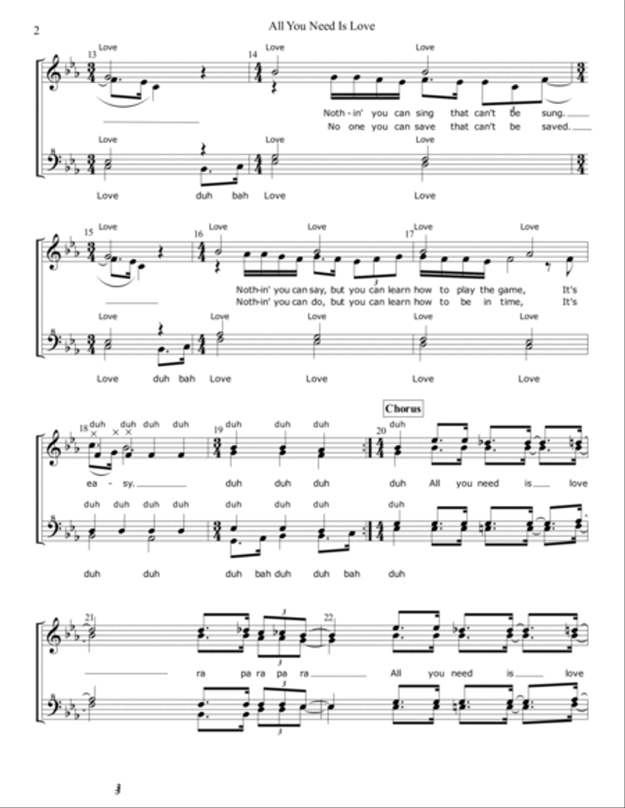 All You Need Is Love All You Need Is Love SSAA scores gallery preview page 2