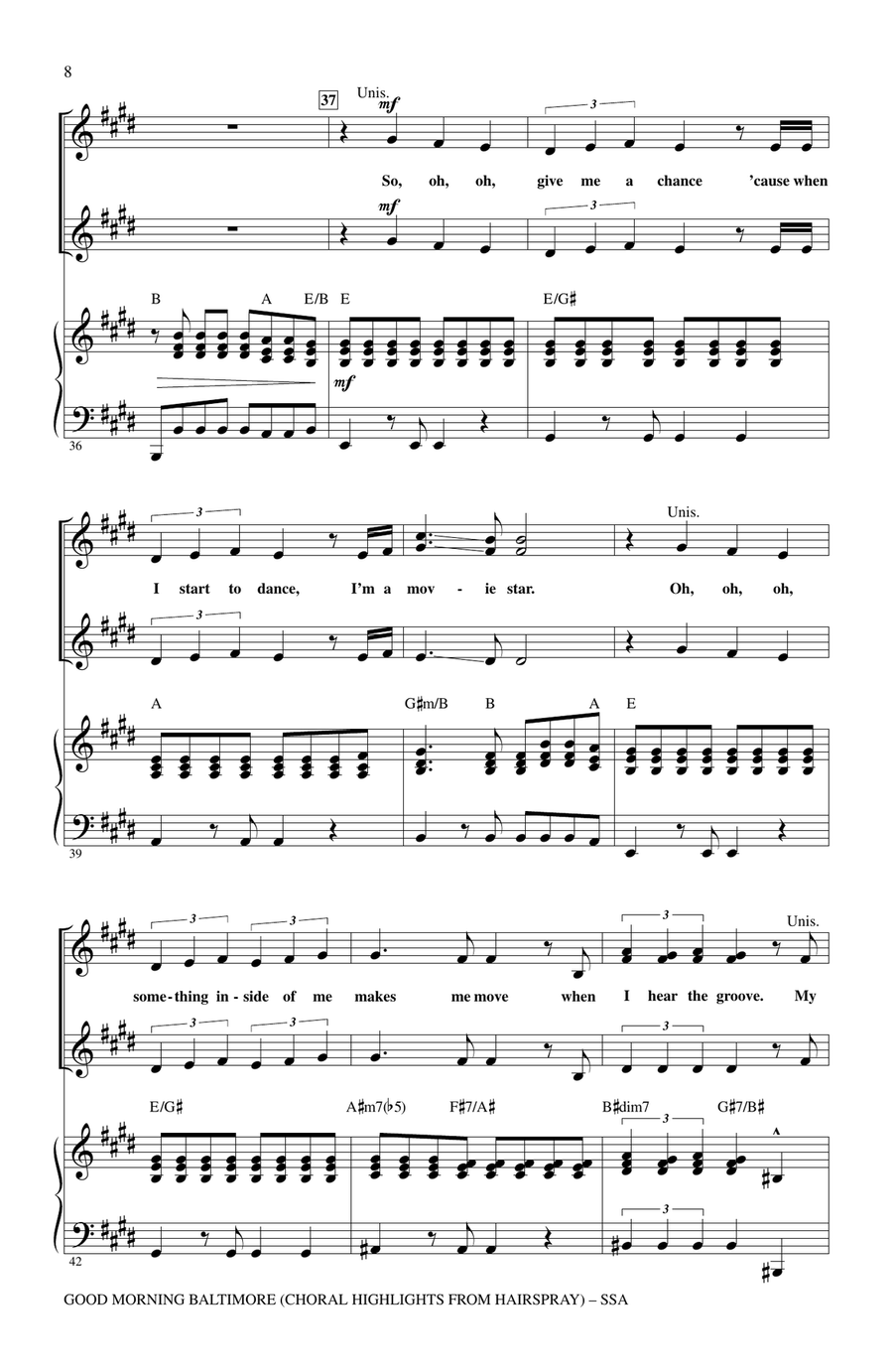 Good Morning Baltimore (Choral Highlights from Hairspray) (arr. Mac Huff) SSA scores gallery preview page 6