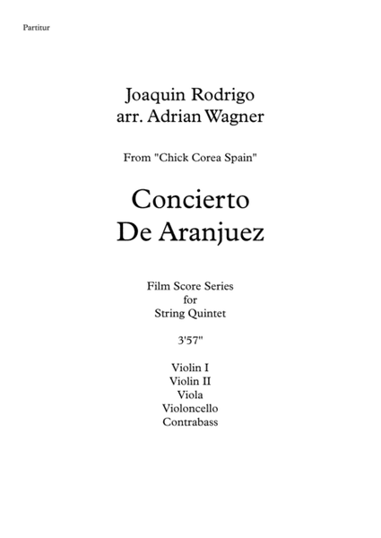 "Concierto De Aranjuez" String Quintet arr. Adrian Wagner image number null