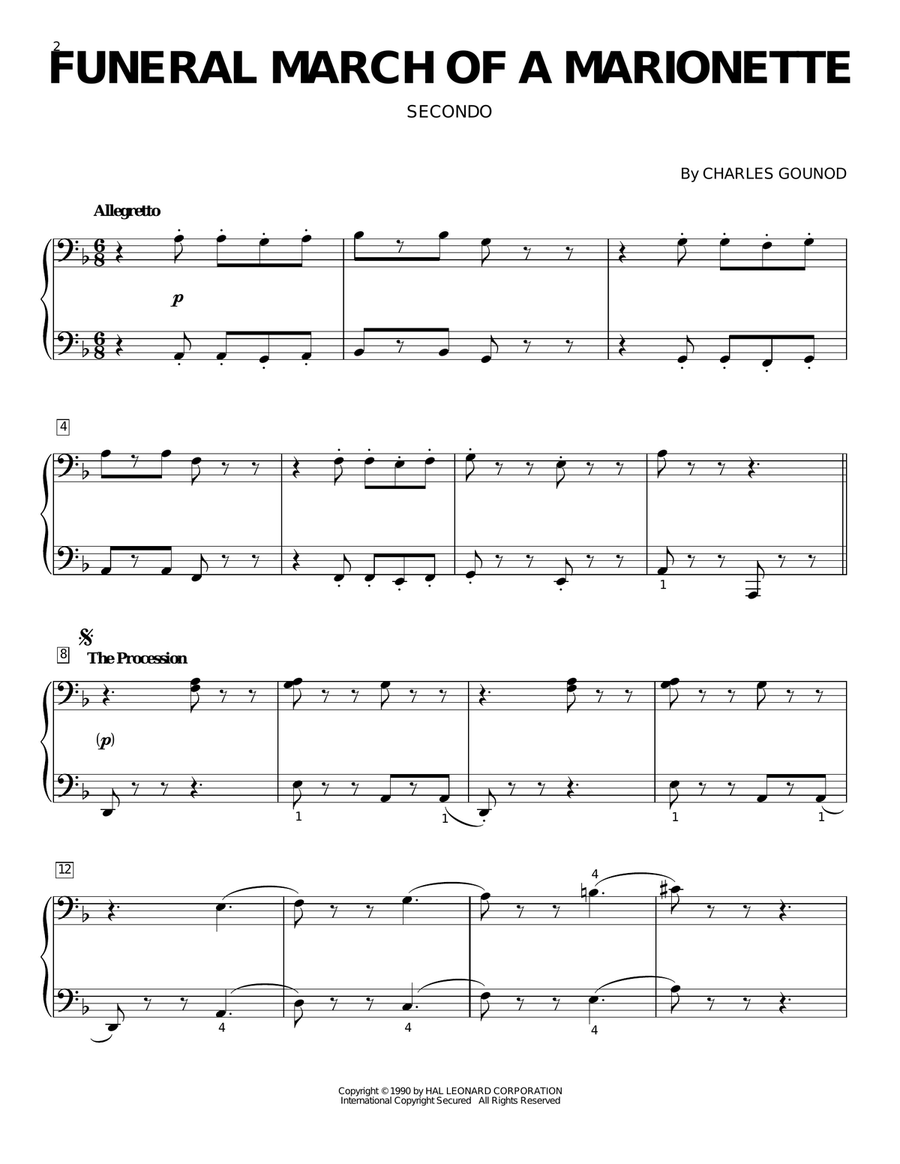 Funeral March Of A Marionette Piano Duet scores gallery preview page 1