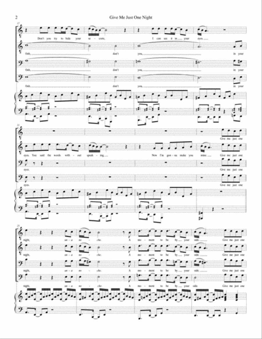 Give Me Just One Night (una Noche) TTBB scores gallery preview page 2