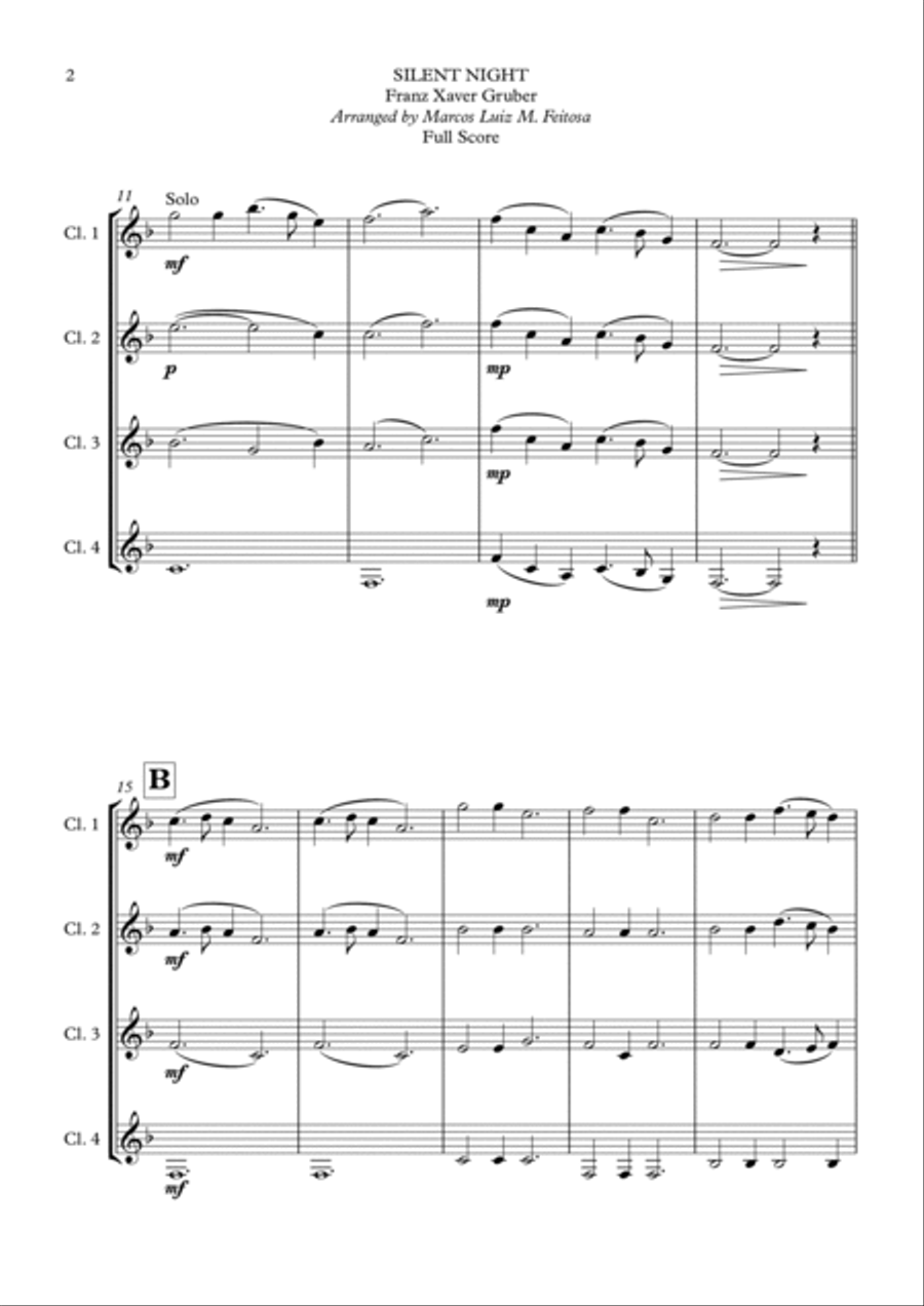 Silent Night - Clarinet Quartet Clarinet Quartet scores gallery preview page 4