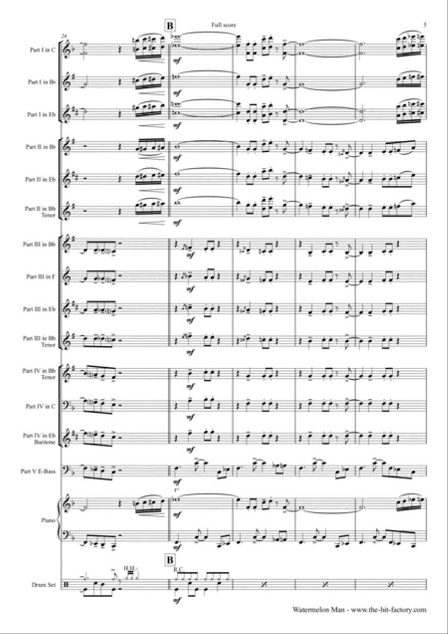 Watermelon Man Euphonium scores gallery preview page 5