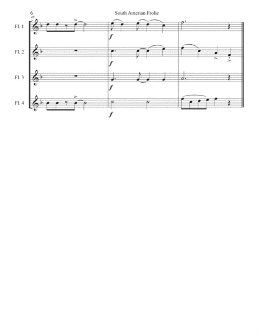 South American Frolic Flute Quartet scores gallery preview page 6