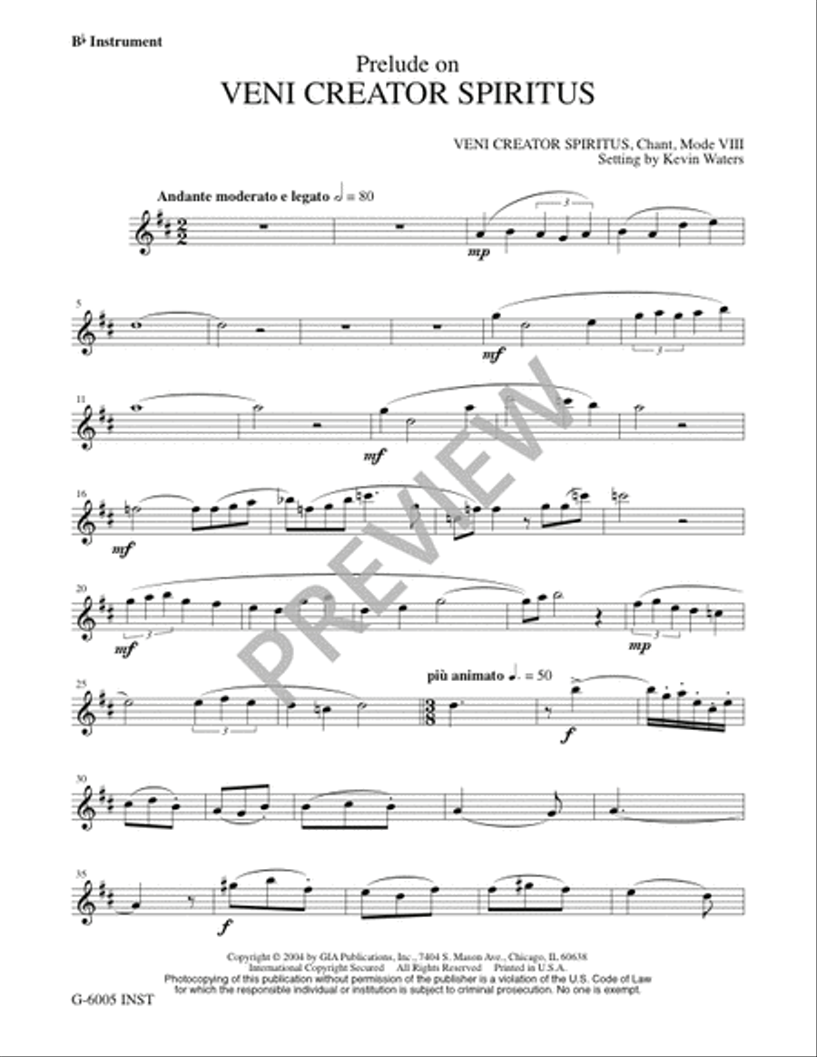 Prelude on VENI CREATOR SPIRITUS C Instrument scores gallery preview page 10