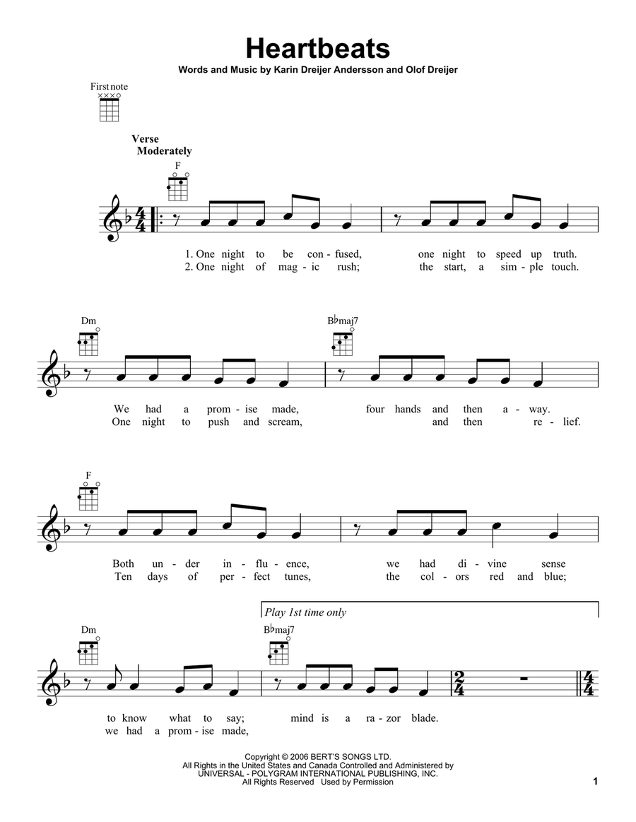 Heartbeats Heartbeats Ukulele scores gallery preview page 1