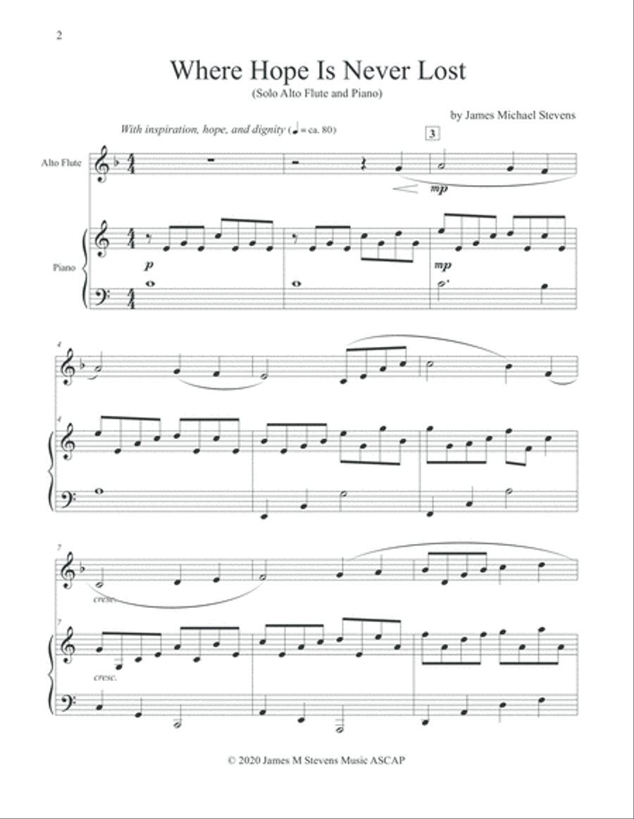 Where Hope Is Never Lost - Alto Flute & Piano Where Hope Is Never Lost - Alto Flute & Piano Flute Solo scores gallery preview page 2