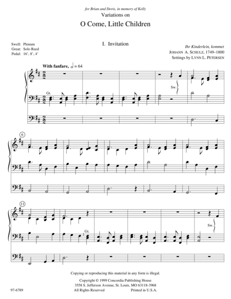 O Come, Little Children, Variations on Sunday School Tunes image number null