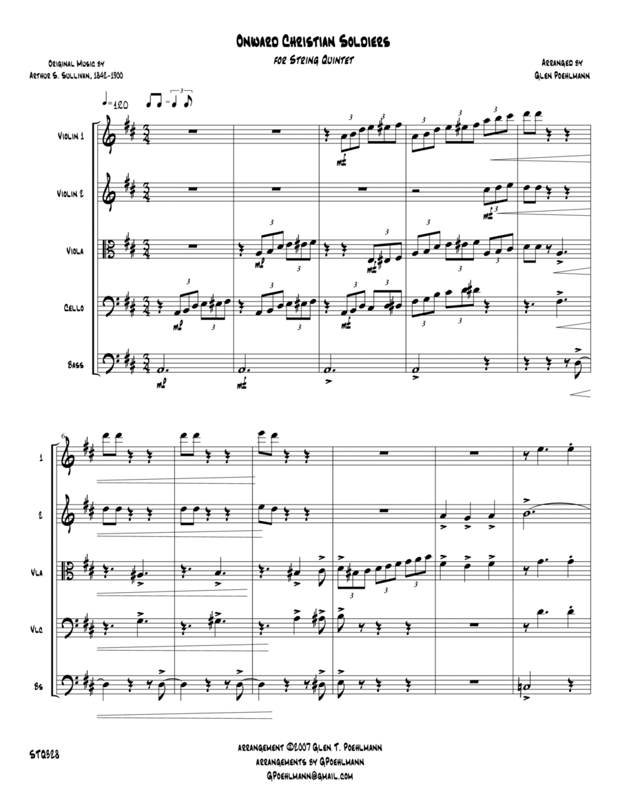 ONWARD CHRISTIAN SOLDIERS - STRING QUINTET (unaccompanied) - Swing style! A Cappella scores gallery preview page 1
