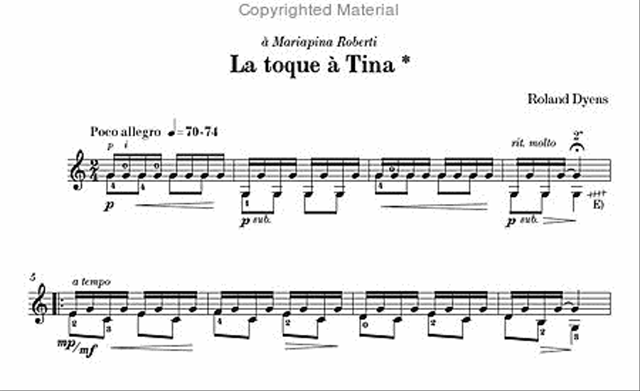 Les 100 de Roland Dyens - La toque à Tina Classical Guitar scores gallery preview page 2