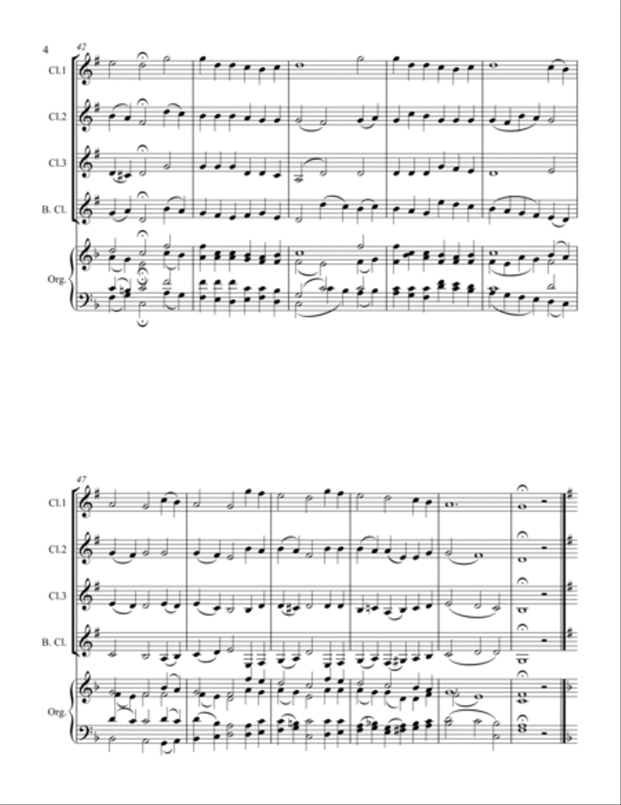 40 Beloved Christian Hymns Volume I (for Clarinet Quartet and optional Organ) Clarinet Quartet scores gallery preview page 5