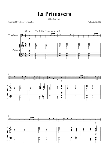 La Primavera (The Spring) by Vivaldi - Trombone and Piano image number null