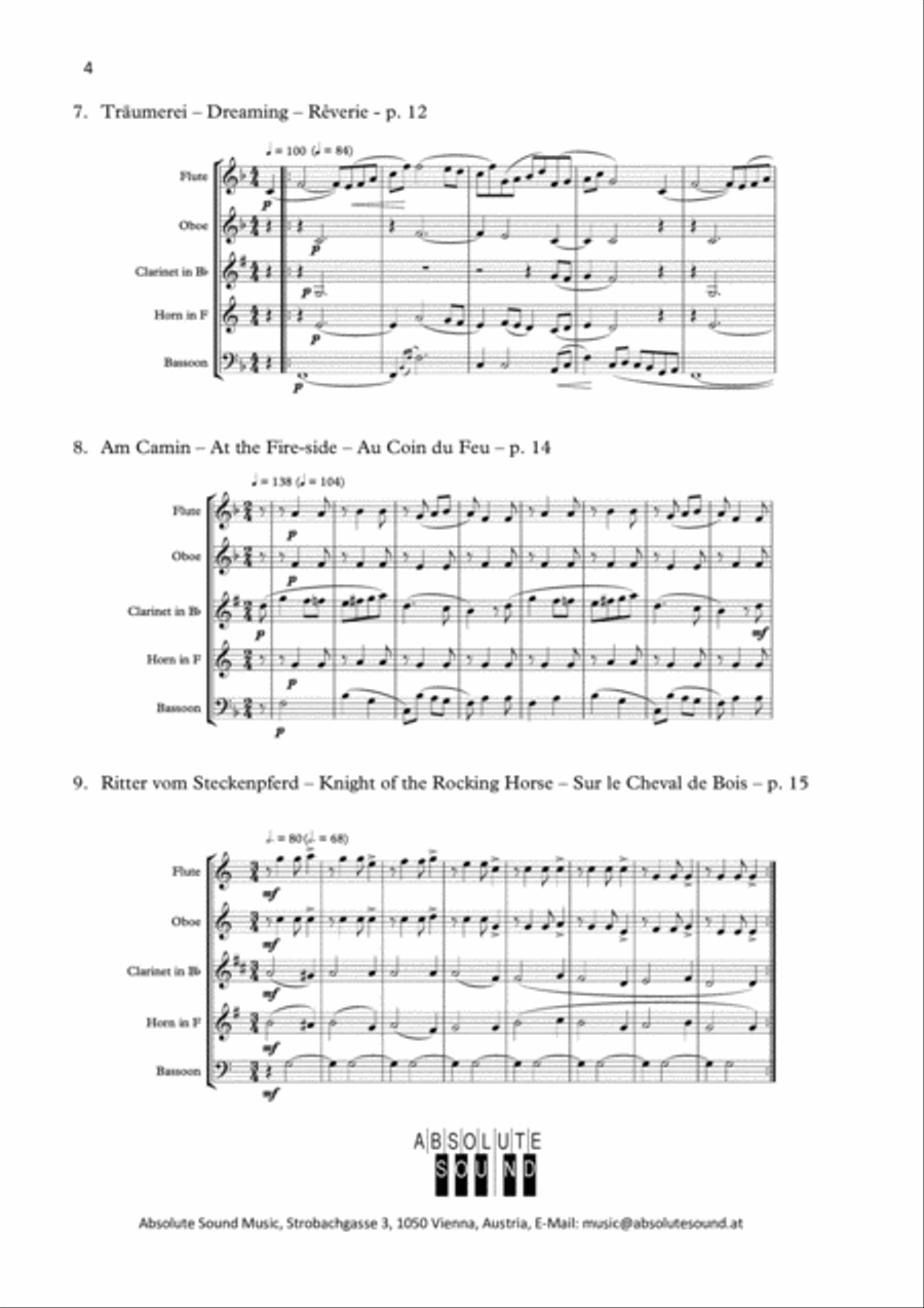 Kinderszenen – Scenes from Childhood – Scènes d’enfants, Opus 15 for Woodwind Quintet Woodwind Quintet scores gallery preview page 5