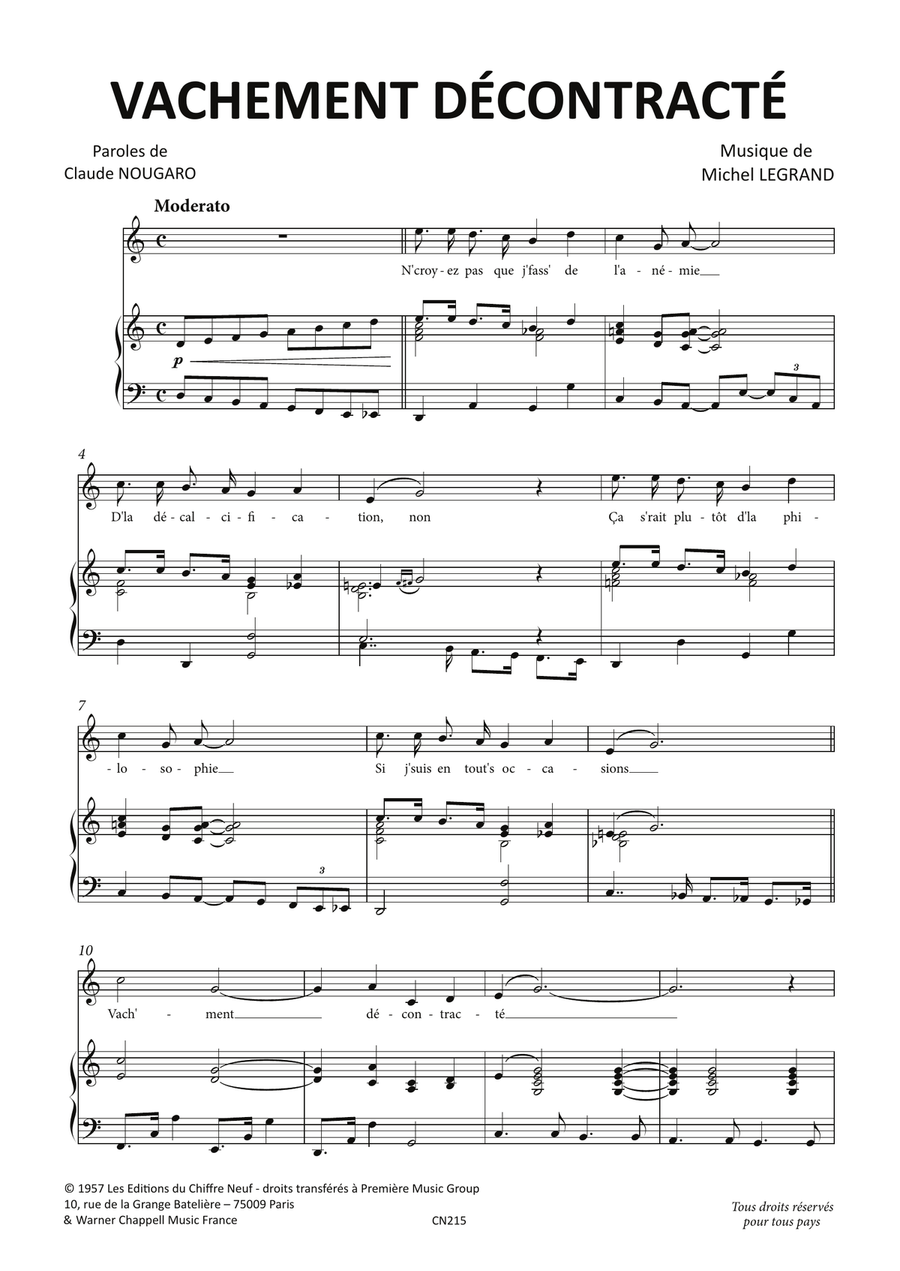 Vachement Decontracte Vachement Decontracte Piano, Vocal scores gallery preview page 1