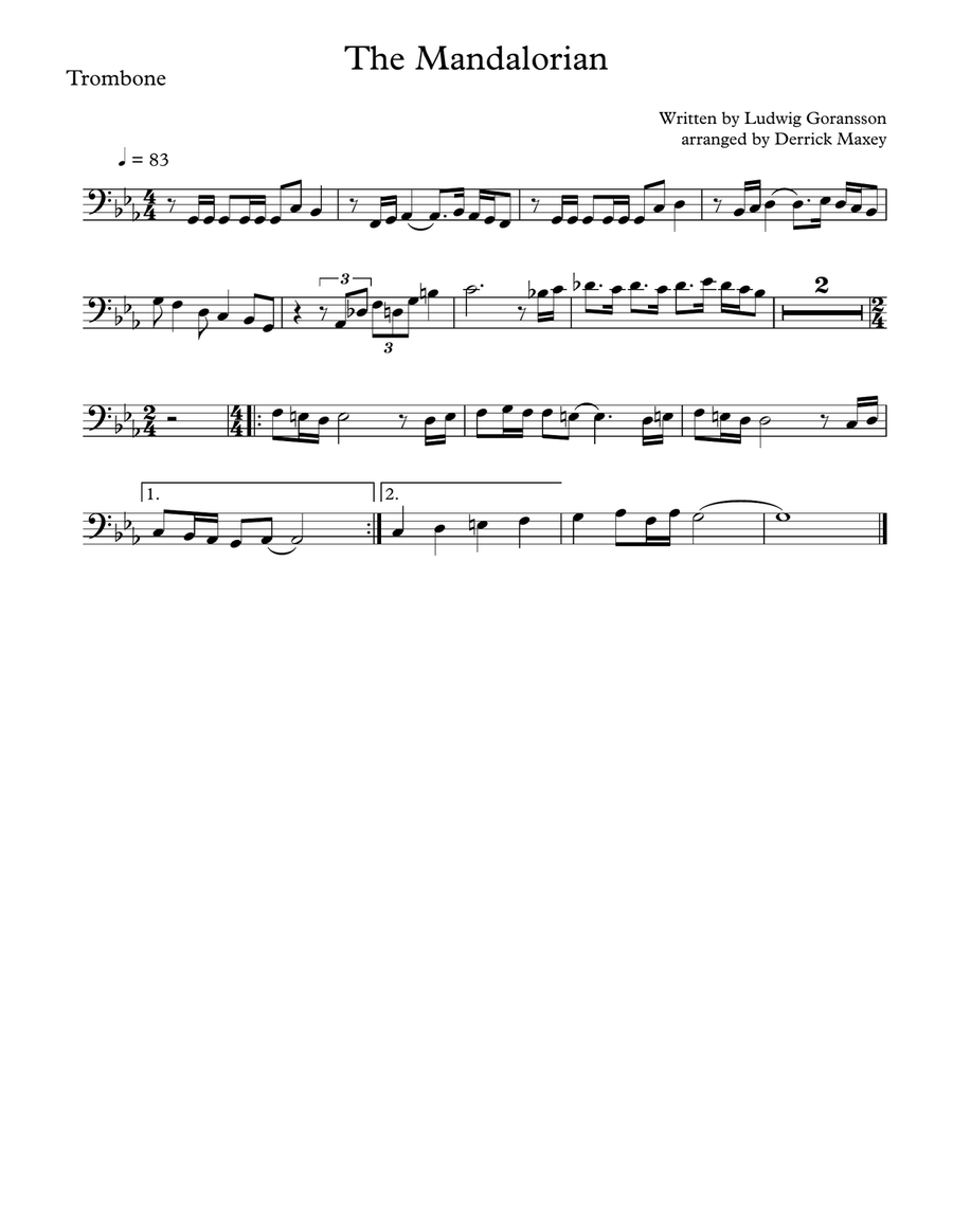 The Mandalorian Trombone Solo scores gallery preview page 1