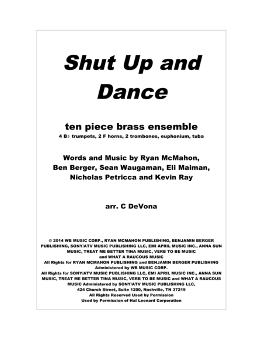 Shut Up And Dance Brass Ensemble scores gallery preview page 1