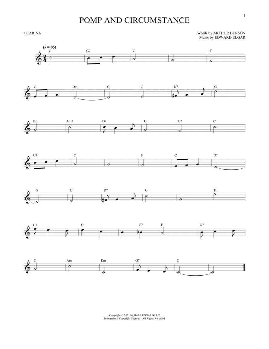 Pomp And Circumstance (arr. Cris Gale) ocarina scores gallery preview page 1