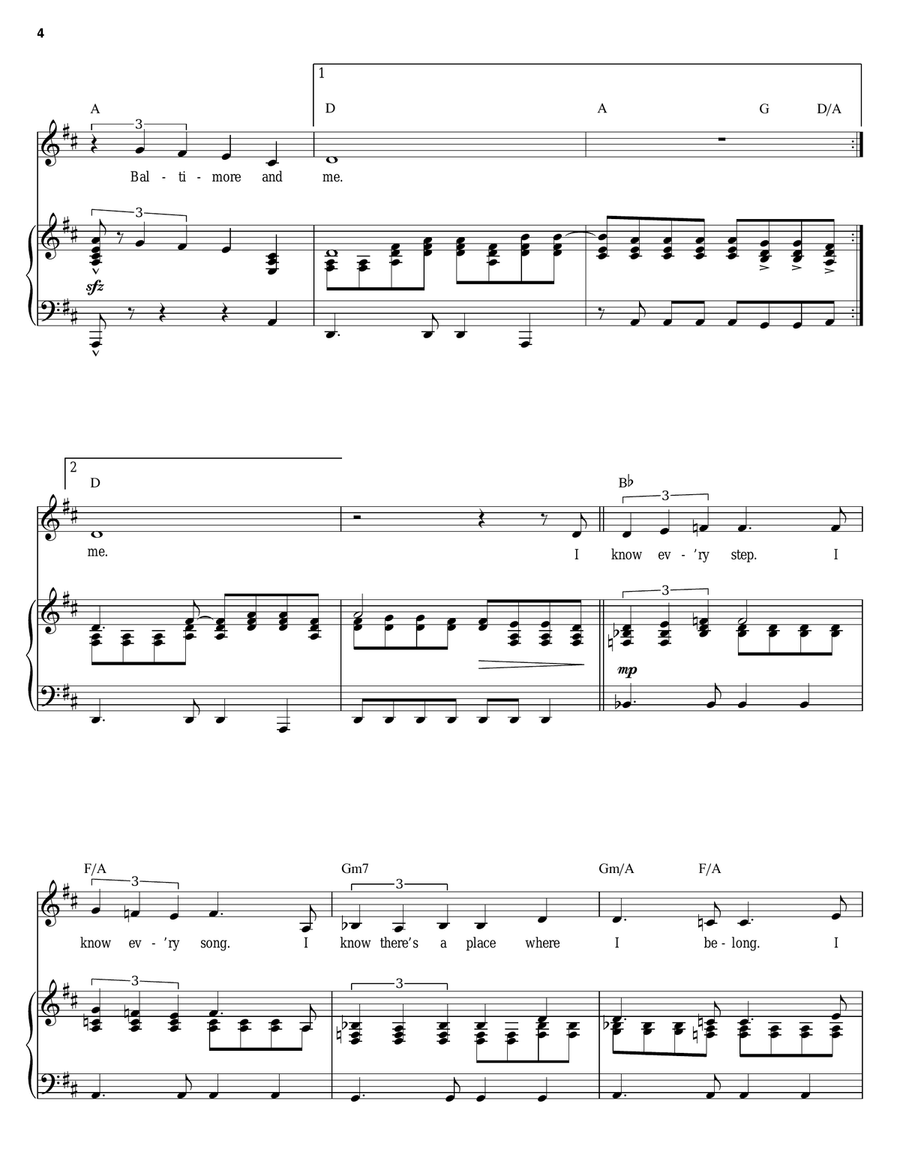 Good Morning Baltimore Piano, Vocal scores gallery preview page 4