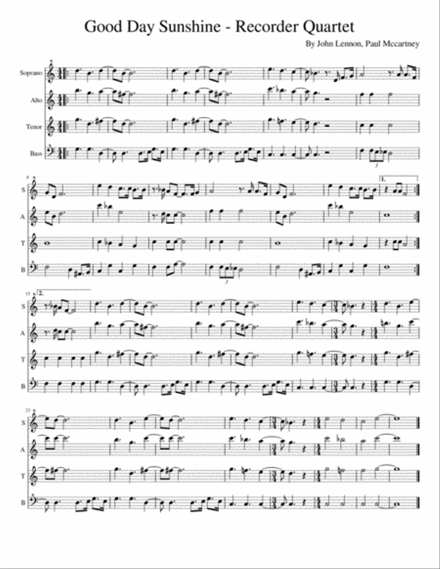 Good Day Sunshine Small Ensemble scores gallery preview page 1