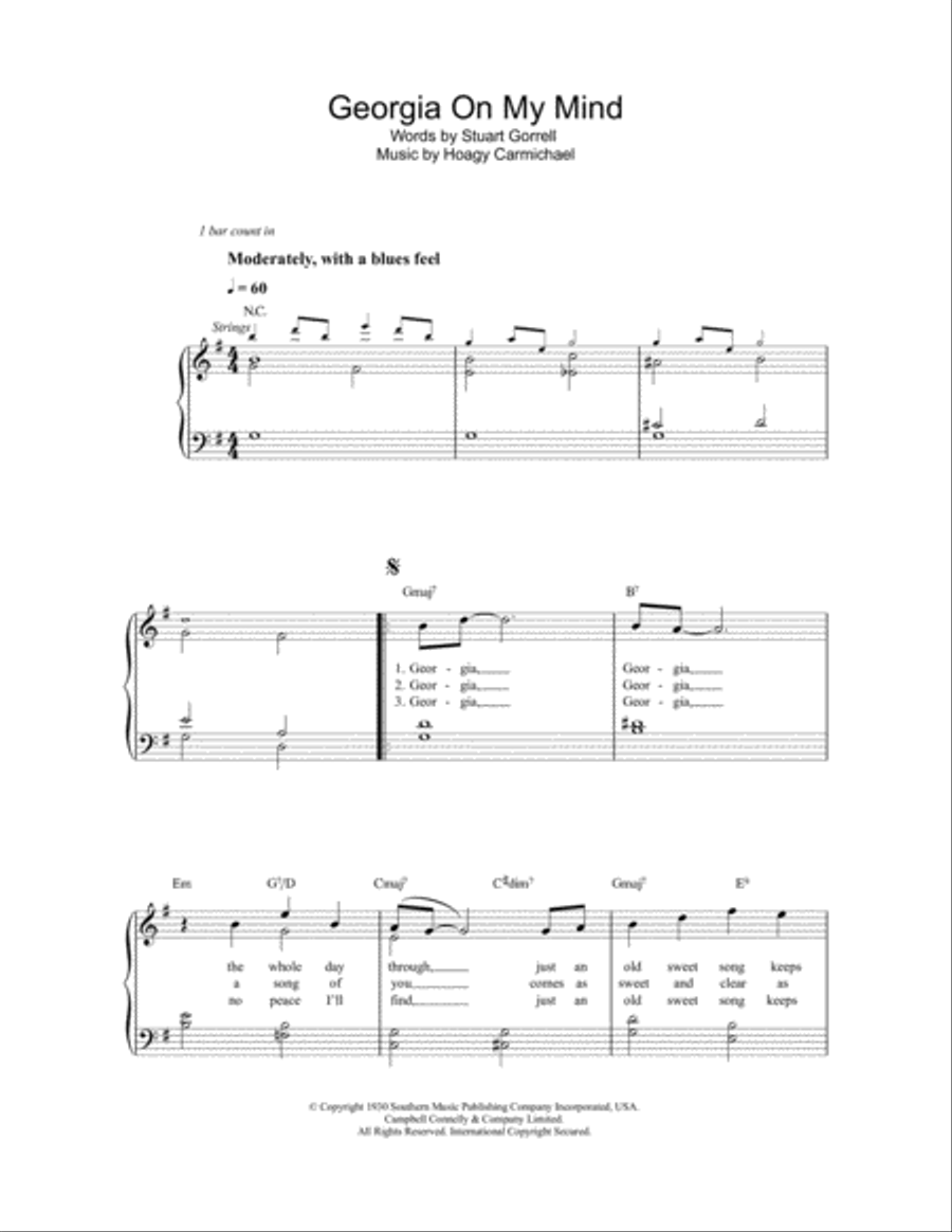 Georgia On My Mind Easy Piano scores gallery preview page 1
