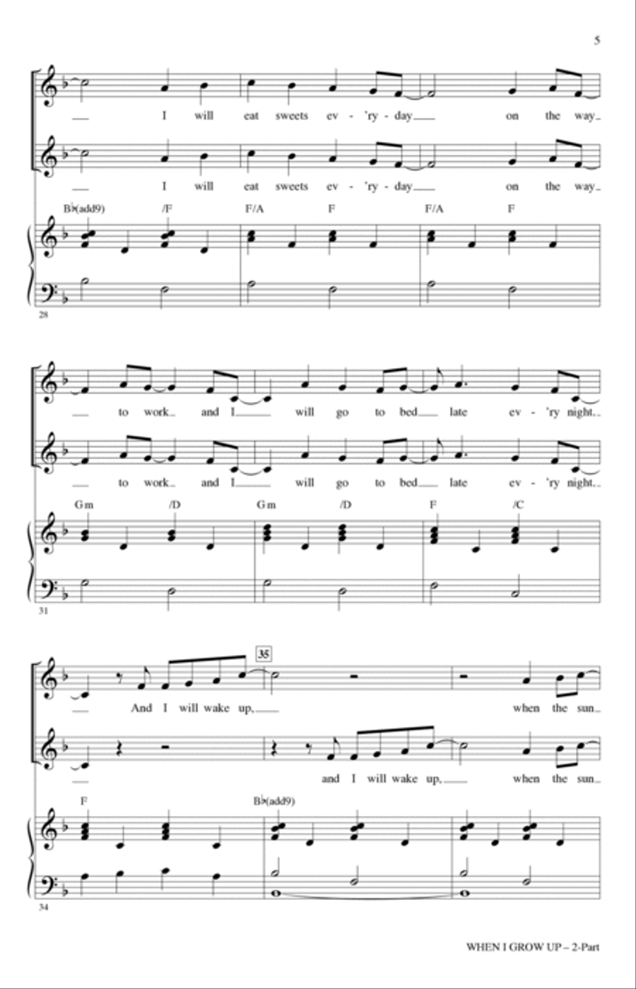 When I Grow Up (from Matilda: The Musical) (arr. Roger Emerson) 2-Part scores gallery preview page 4