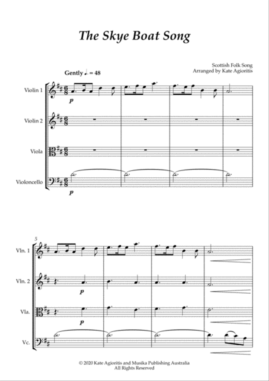 The Skye Boat Song (Theme from Outlander) - for String Quartet String Quartet scores gallery preview page 2