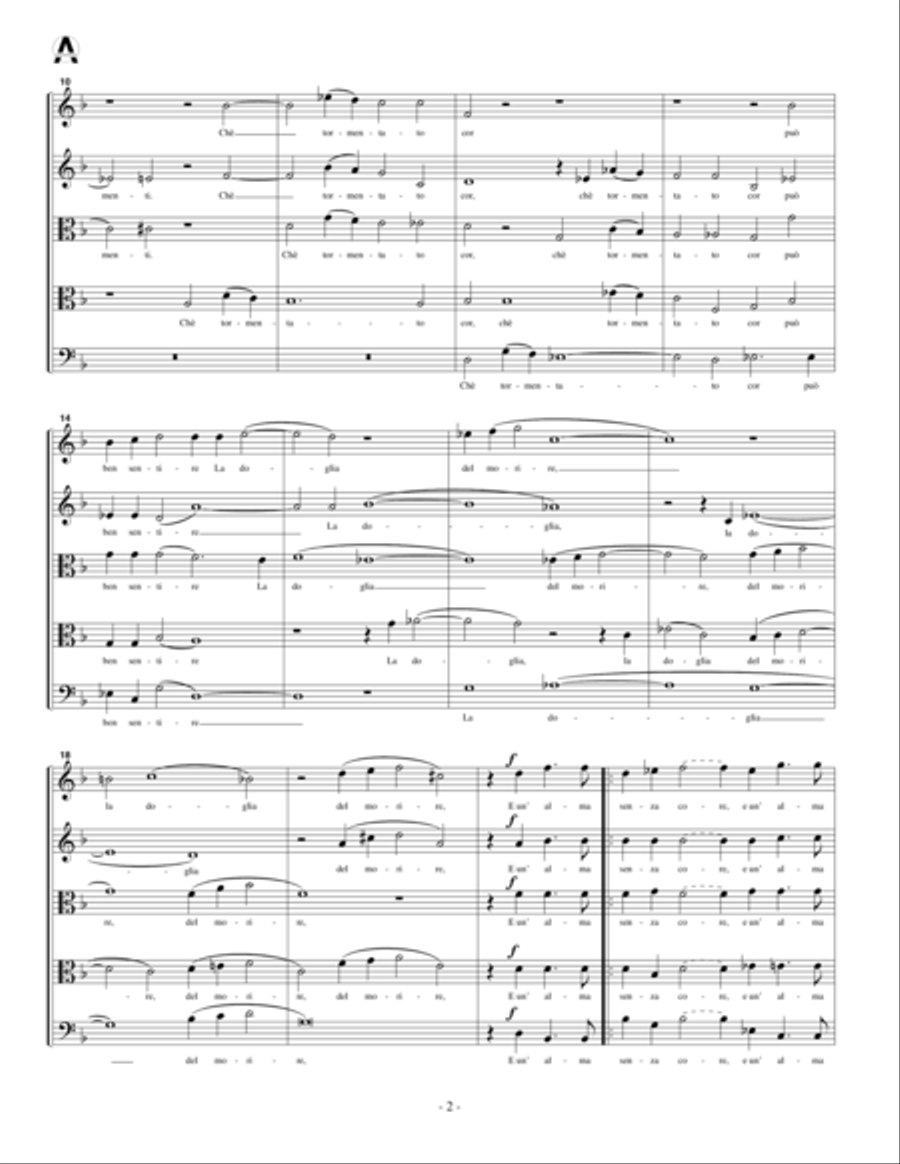 Beltà poi che t’assenti (for string quintet) String Quintet scores gallery preview page 4