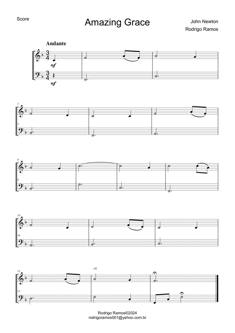 Amazing Grace String Duet scores gallery preview page 1