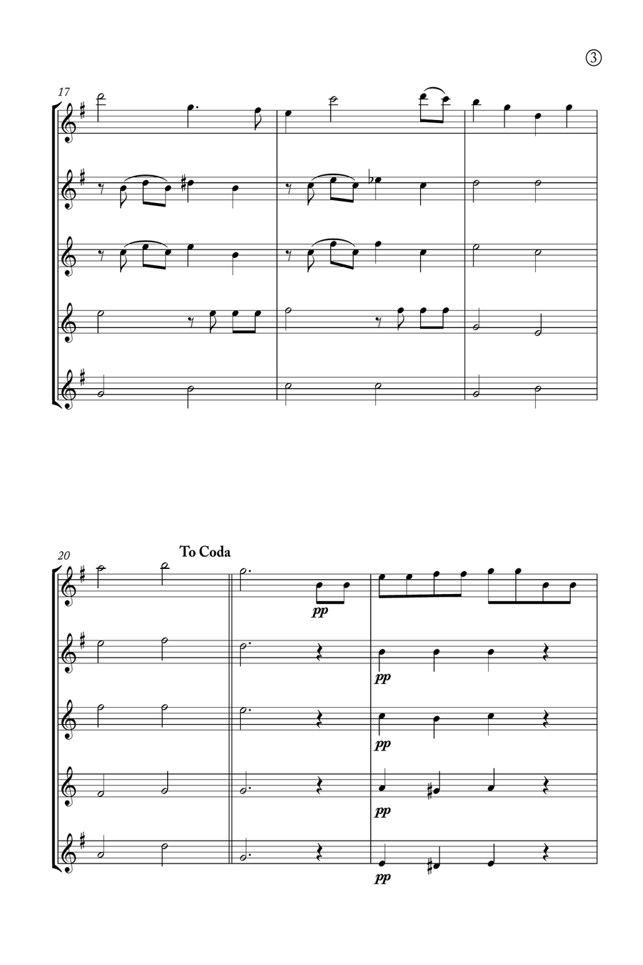 Hymne A L'amour Saxophone Quintet scores gallery preview page 3