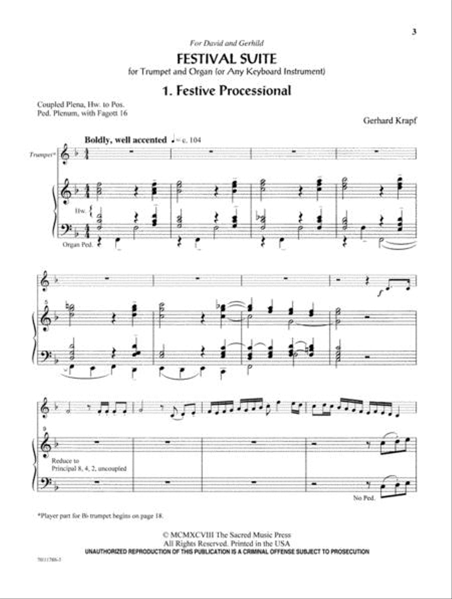 Festival Suite for Trumpet and Organ Trumpet scores gallery preview page 4