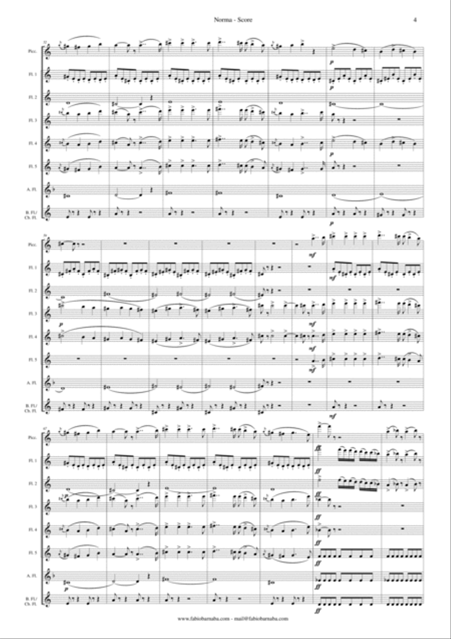 Norma by Vincenzo Bellini - Overture for Flute Choir Flute Choir scores gallery preview page 5
