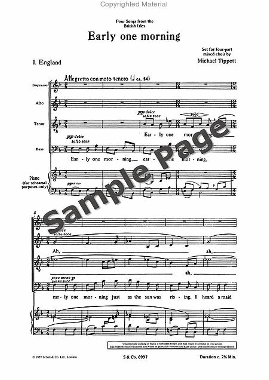 Early One Morning 4-Part scores gallery preview page 4