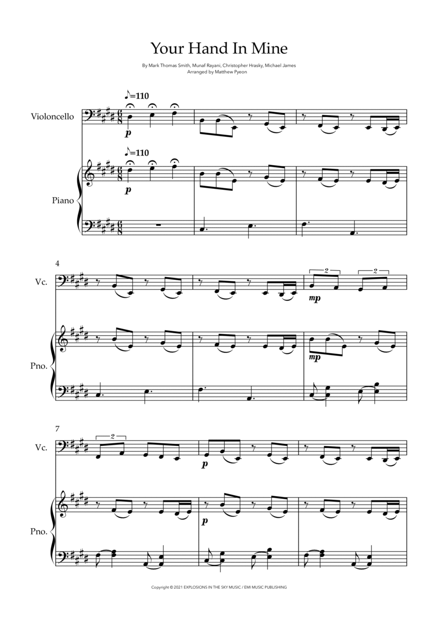 Your Hand In Mine Piano scores gallery preview page 1