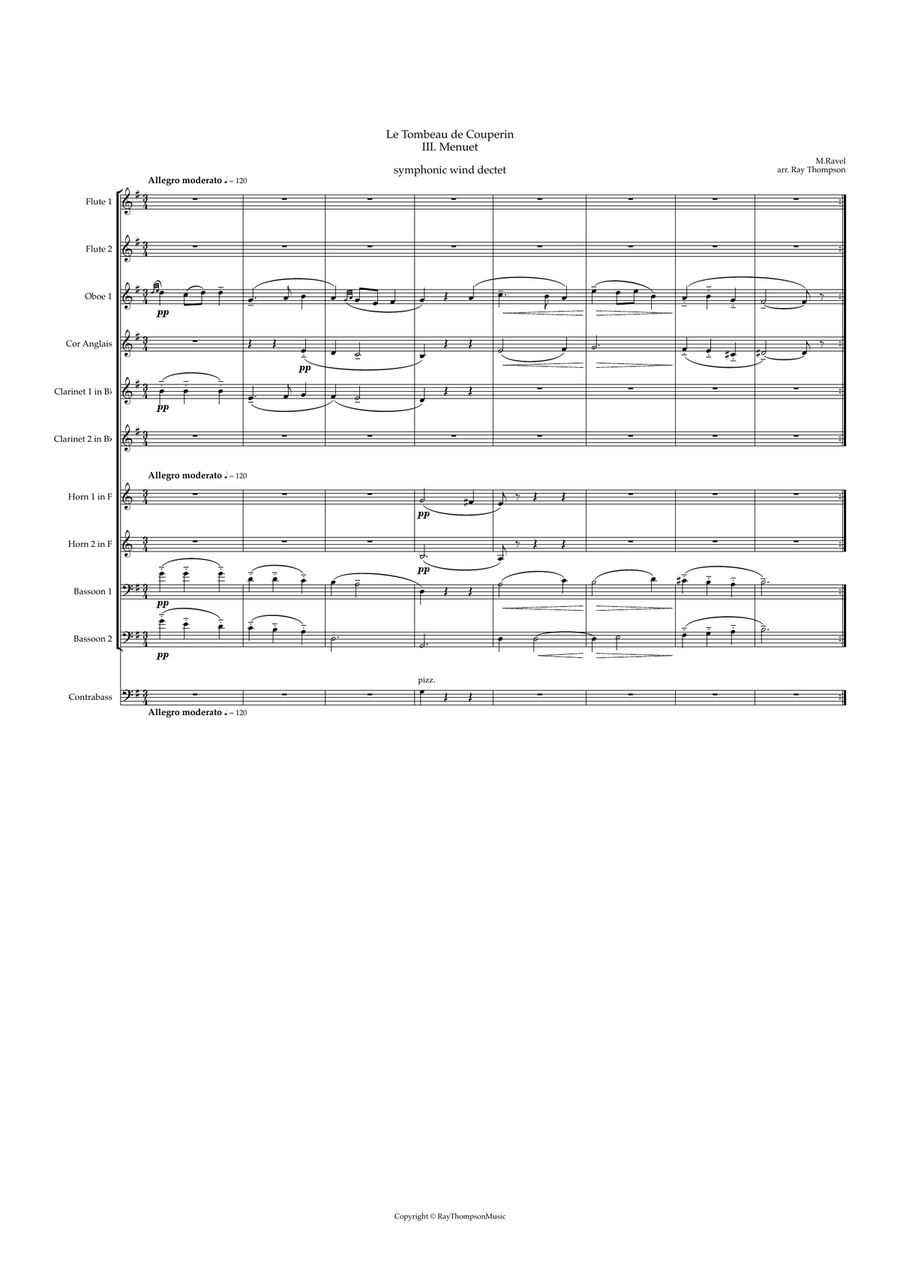Ravel: Le Tombeau de Couperin No.III Menuet - Symphonic Wind Woodwind Quintet scores gallery preview page 2