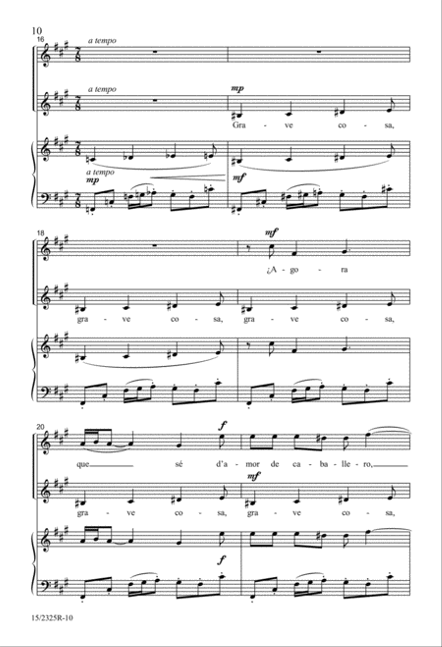 Veo que todos/Agora que sé d'amor (Everyone complains/Now I've discovered love) SSAA scores gallery preview page 10