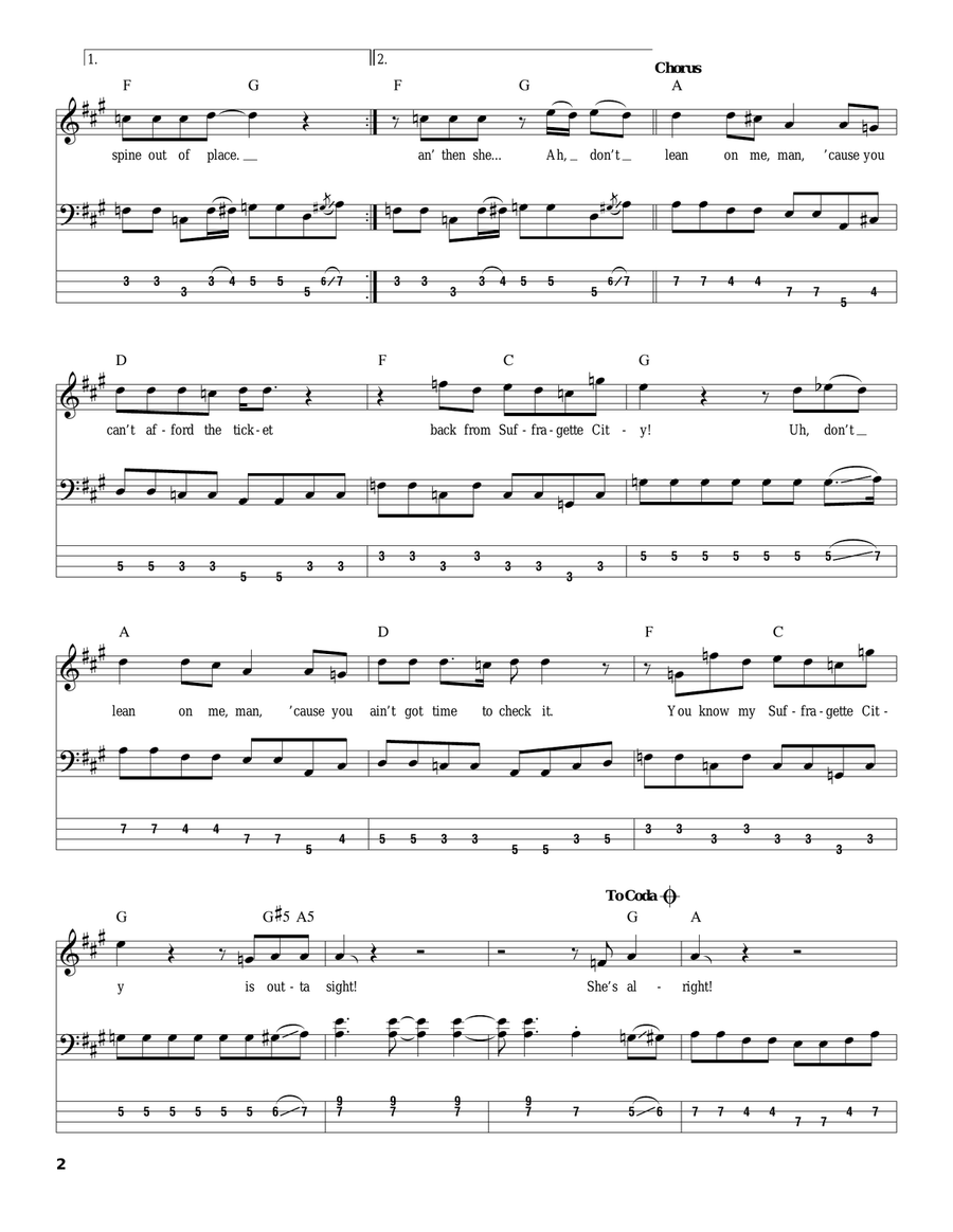 Suffragette City Acoustic Guitar scores gallery preview page 2