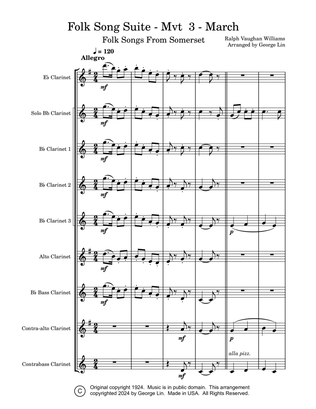 Folk Song Suite - Movement 3 - Songs from Somerset - Clarinet Choir Music